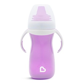 Munchkin - Vaso para sorber Gentle Transition con asas de entrenamiento, 10 onzas, morado
