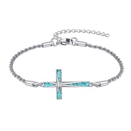Cross Bracelet 925 Sterling Silver Turquoise Cross Bracelet Cross Jewelry Gifts for Women Men