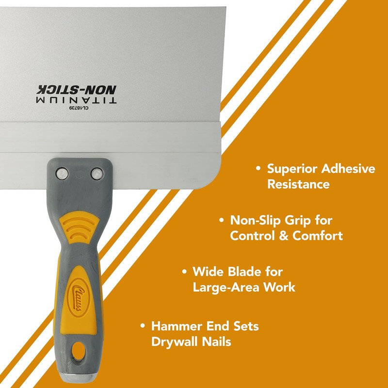 Clauss 18739 Titanium Non-Stick Stiff Drywall Joint Knife, 8"