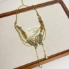 Vintage Butterfly Crystal Pendant Necklace, Gold Chain, Multi-Layer Design