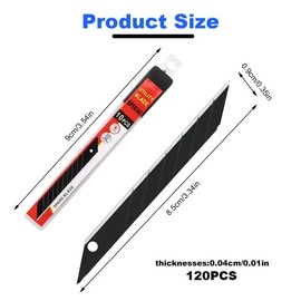 Pack of 120 Cutter Knife Blade, 9 mm Replacement Blades, 30 Degree Cutter Blades, Extra Sharp, Snap-off Blades Made of High-Quality Carbon Steel, for Crafts, Cardboard, Foil, Linoleum, Carpet, Plasterboard