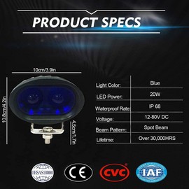 Dinfu 20 W LED Blue Forklift Light, 2 Pieces Warehouse Safety Warning Light 12-80 V Blue Light Warning Light Warehouse Pedestrian Area Headlight