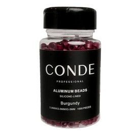 Conde Professional Silicone Hair Beads - Burgundy Aluminum Extension Beads for Hair Extensions, I Tip, Beaded Weft, Tinsel Beads, Microlink - 5x3x3mm, 1000 Pcs
