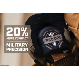 Spec Ops Tools 16-Foot Tape Measure, 1 1/4" Double-Sided Blade, Military-Grade Composite Case, 3% Donated to Veterans