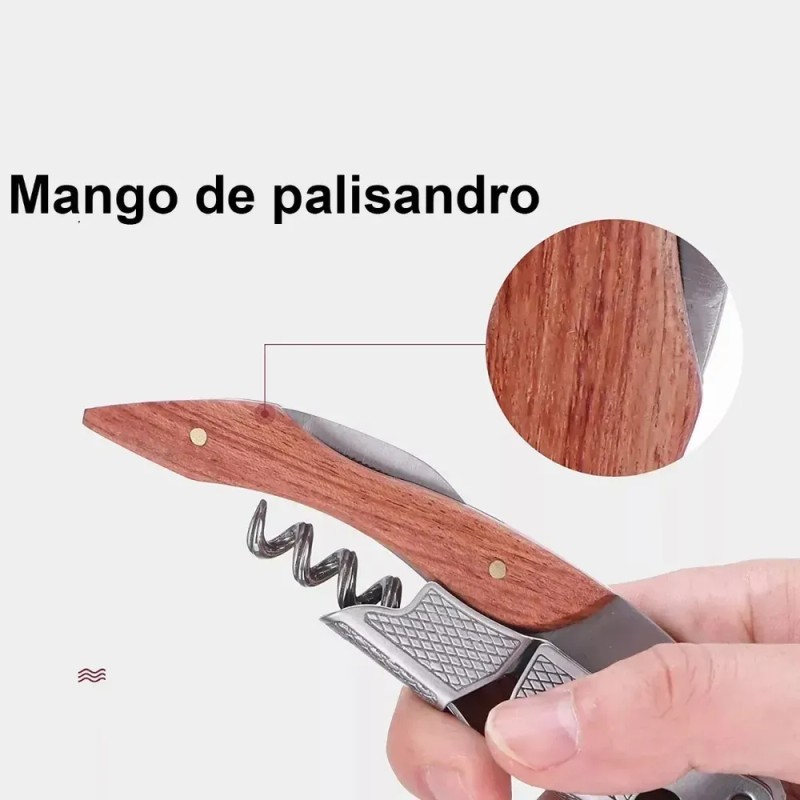 Sacacorchos profesional para vino con mango de acero inoxidable y