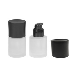 2 Pack 30ml/1oz Upscale Frosted Glass Foundation Bottles Empty Makeup Cosmetic Lotion Essence Travel Sample Container Storage Dispenser Jars