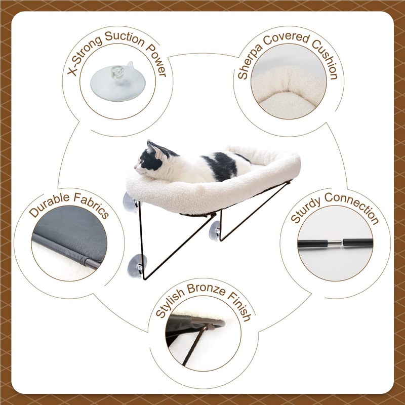 Zakkart Cat Window Perch - 100% Metal Supported from Below