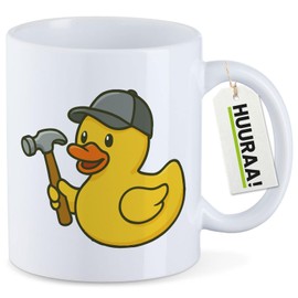 Huuraa Tasse Quietscheente Handwerk Comic Gummiente Geschenk 330ml Weiß Quietscheente Handwerk Präsent