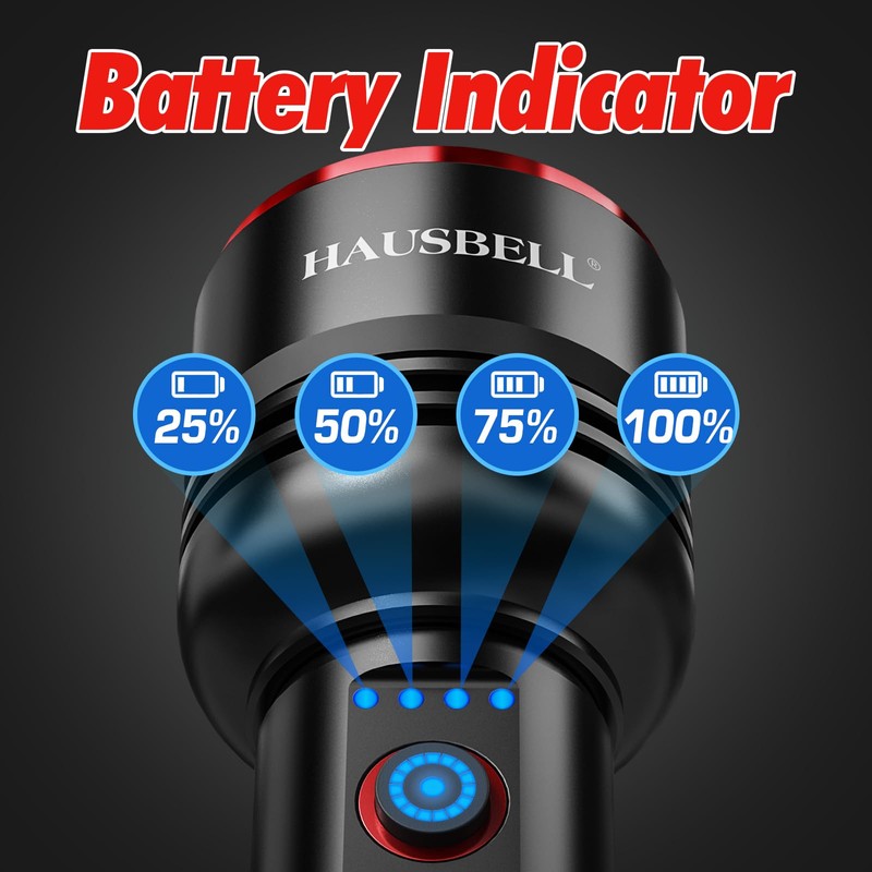 Rechargeable Flashlight 20000 High Lumens, Zoomable LED Flashlights with Power