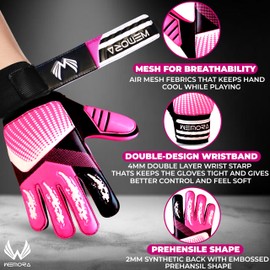 WEMORA Soccer Goalie Gloves for Kids Youth Junior Boys 4mm Anti Slip Strong Grips Palm Football Goalkeeper Gloves