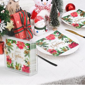 Acrylic Napkin Holder for Table (6.5"x6.5"), Vertical Napkin Dispenser with Non-Slip Pads, Standing Clear Napkin Holders for Kitchen Dining Room Party Restaurant