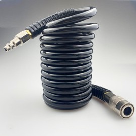 Darnassus Polyurethane Recoil Air Hose, Air Compressor Hose with 1/4" Swivel Fittings, for Industrial, Household, Garage, Station (10 FT, Black)