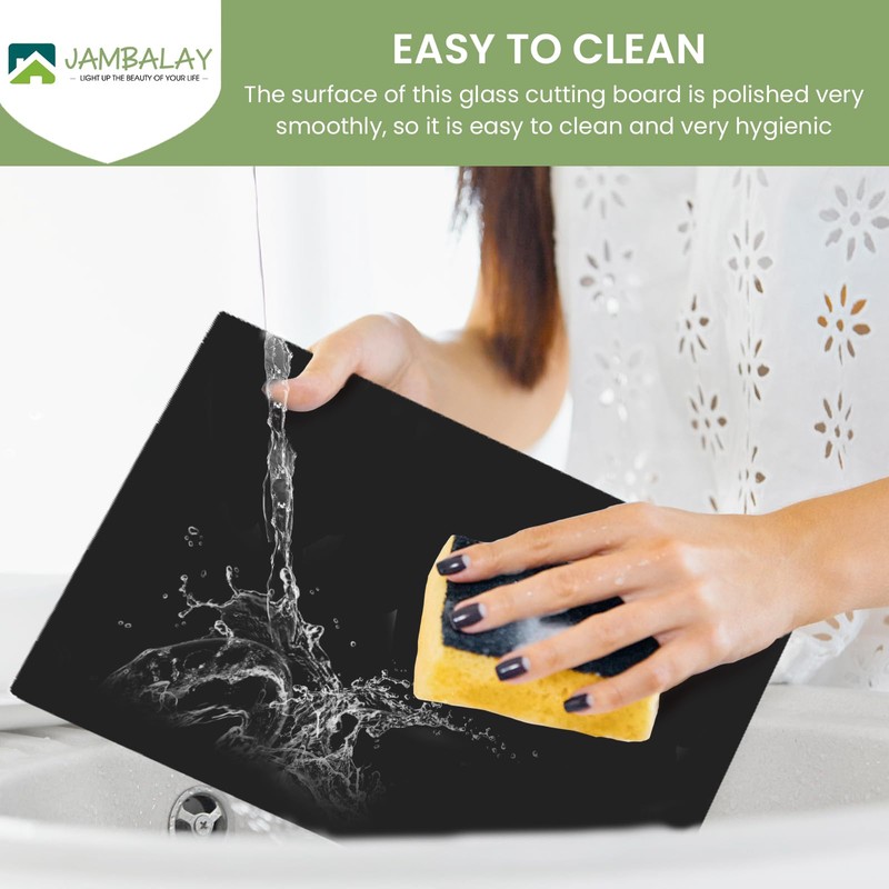 JAMBALAY Tempered Glass Cutting Board Set for Kitchen, Set of