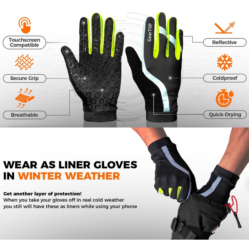 GearTOP Performance and Touch Screen Gloves - Great for Running