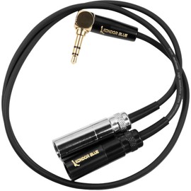 KONDOR BLUE | Dual Mini XLR Male to 3.5mm Stereo TRS Right Angle Compatible with BMPCC 6K Pro, Canon C70, Rode | Splitter for Audio Independent Recording, 16" with Reinforced connectors | Black