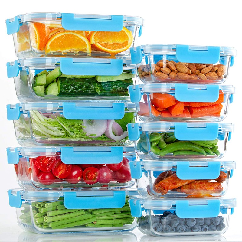 C CREST Glass Meal Prep Containers, [10 Pack] Glass Food