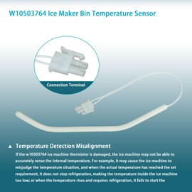 W10503764 WPW10503764 Replacement Ice Maker Bin Thermostat 2185679 2217288 2313633 WP2313633 WP2217288 for Whirlpool Ice Maker Bin Temperature Sensor W10503764