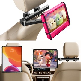 FANGOR Car Tablet Holder Rear Seat Telescopic Arm Headrest Tablet Holder Car Holder Bar Range 0.4 - 7.5 inches (1 - 19 cm), Foldable, 360° Rotation, Easy Installation, Fall Proof, Anti-Vibration