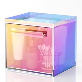 Milageto Rainbow Facial Towel Storage Box Facial Towels Holder Water Resistant Anti-slip Makeup Organizer for Home Use Dressing Table
