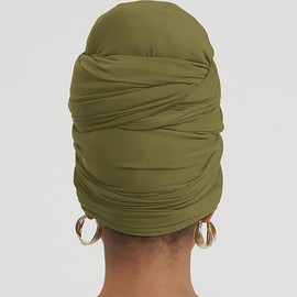 Stretch Jersey Turban Head Wrap Knitted Headwraps, Turban Head Wrap for African Women, Head Wrap, Hair Scarf, Scarf, Hijab, Headscarf, Hair Accessories, Olive Green