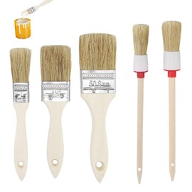 5-Piece Paint Brush Set, Varnish Brush Set and Round Brush Set, 5 Pieces in Various Sizes (20/25/25/38/50 mm), Painter's Brush for Staining, Varnishes and Wood Protection, Brush Set for Precise Work