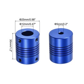 QUARKZMAN 1 Piece 5 mm to 12 mm Aluminium Alloy Shaft Coupling L30 x D25 Flexible Coupler with Screws for Encoders and Motors, Blue