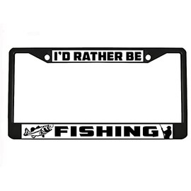 I'd Rather be Fishing Design Heavy Duty Metal Car License Plate Frame Auto Tag Holder