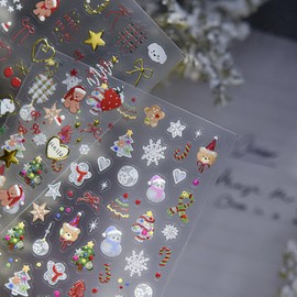 Christmas Nail Stickers Snowflake Snowman Nail Decals 5D Self Adhesive with Design Xmas Tree Nail Art Stickers Bear Nails Art Decals for Women Girls Manicure DIY Decoration Accessories