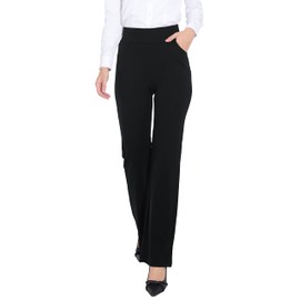 ZTN Dress Pants Women Black Work Pants High Waisted with 4 Pockets, Cozy Bootcut Trousers for Office Work Business Casual Yoga Black M