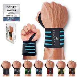BLACKROX Wrist Bandage Wrist Wraps Beast Killer 2 x Wrist Support Men Women Wrist Bandage for Sports, Fitness, Gym Bodybuilding Powerlifting Weightlifting Strength Sports (Blue)