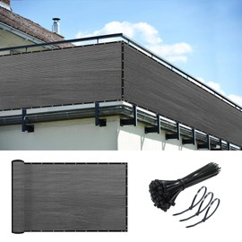 KANAGAWA 3ft x 10ft Privacy Screen Fence, 90% Blockage Heavy Duty 175 GSM Fencing Mesh Net Cover for Outdoor Wall Garden Yard Backyard 40 Cable Zip Ties Included Grey