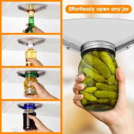 Jasfyee Adjustable Under Cabinet Jar Opener – Stainless Steel Lid Remover Tool for One Hand Use – Effortless Opening for All Jar Sizes – Ideal Kitchen Gadget for Weak Grip