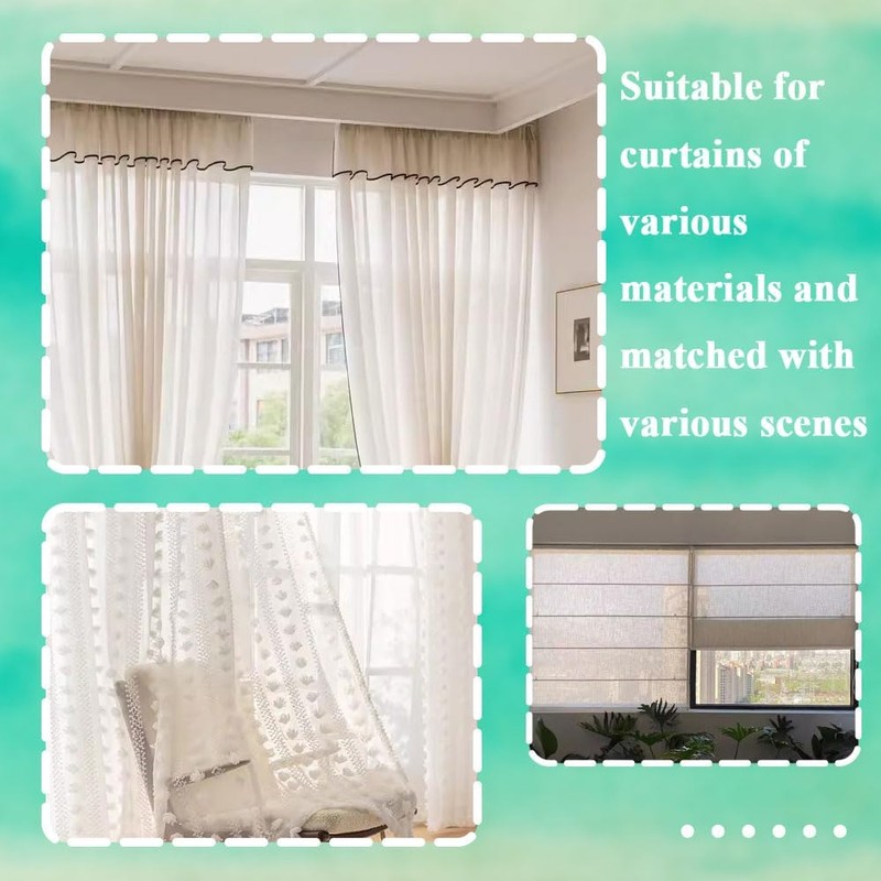 Singring Translucent Wave Curtain Pleat Tape with 100 Hooks, Ripple