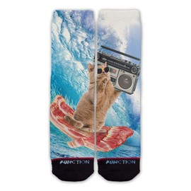 Function - Bacon Surfing Cat Fashion Socks One Size