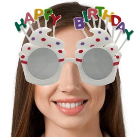 PLAYZOCO Happy Birthday Sunglasses, Frameless Sunglasses, Birthday Glasses, Costume Glasses, Party Glasses, Stag Nights, Carnival Glasses, Unisex, White