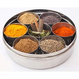 OnMexa Stainless Steel Masala Dabba | Indian Spice Box with 7 Compartments | Kitchen Spice Storage Container | Traditional Masala Box for Organizing Spices | Durable & Elegant Spice Dabba