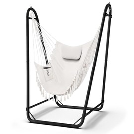 Hammock Chair with Stand,Heavy-Duty Hanging Chair with Stand, for Indoor Outdoor,Sturdy Swing Chair Stand Max Load 350 pounds(Hammock Chair Included)
