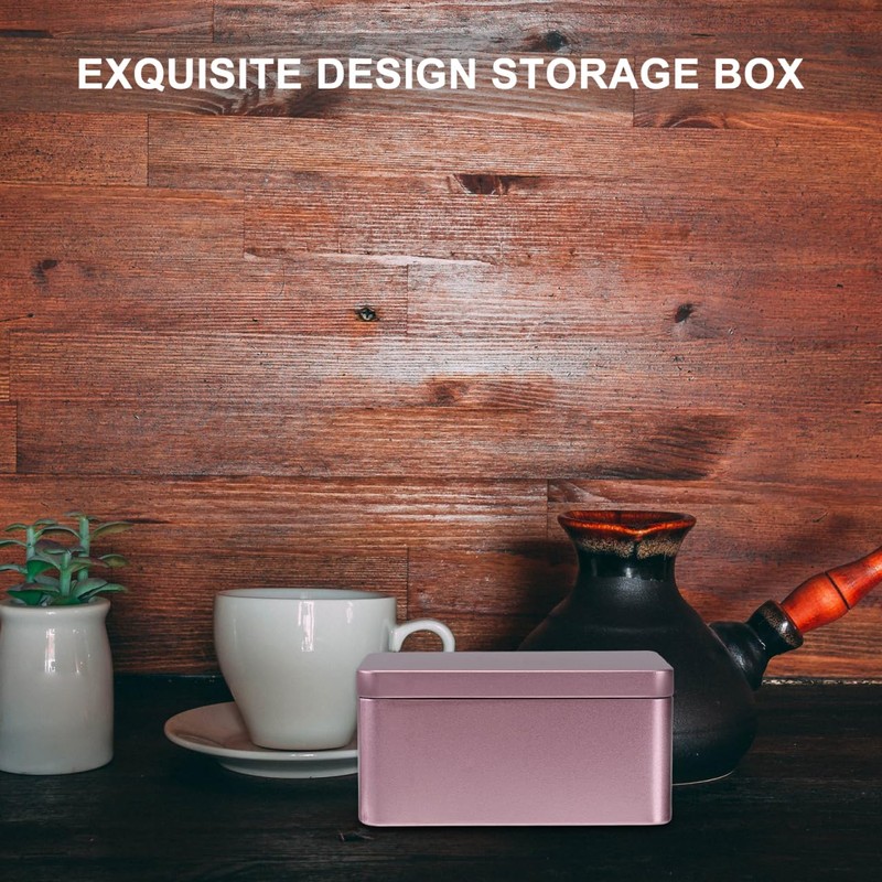 NUOBESTY - Contenedor rectangular de hojalata para alimentos con hojas
