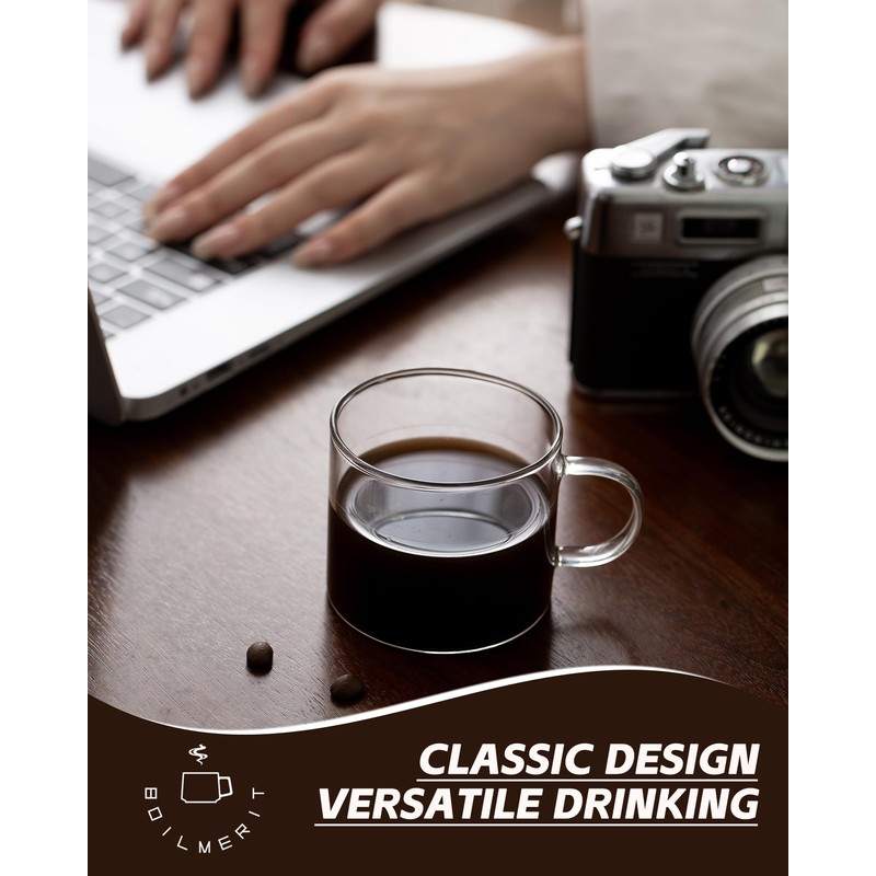 5 OZ Espresso Cups with Handle, Clear Espresso Shot Glass