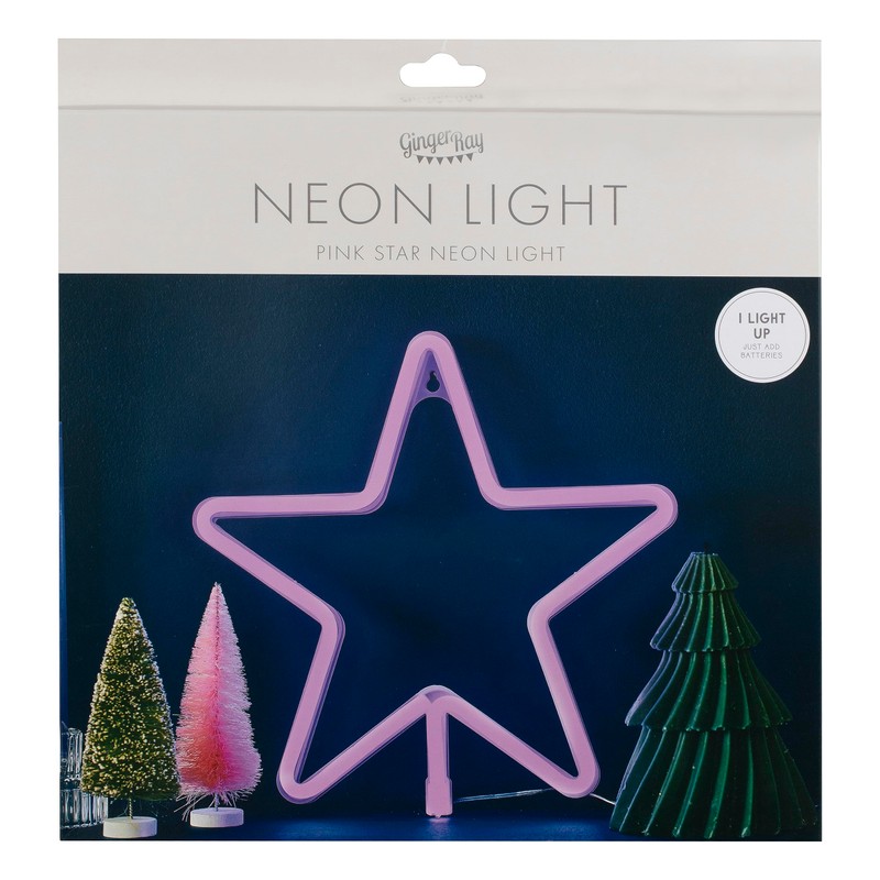 Ginger Ray Christmas Pink Large Light Up Star Neon Light