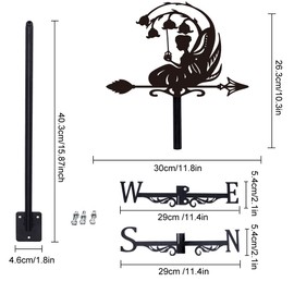 SUPERDANT Fairy and Flowers Weather Vane Fairy Metal Weathervane Lily of The Valley Wind Vanes Weathercock Decorative Wind Direction Vanes Signs for Farmhouse Outdoor Garden Lawn Roof Garden