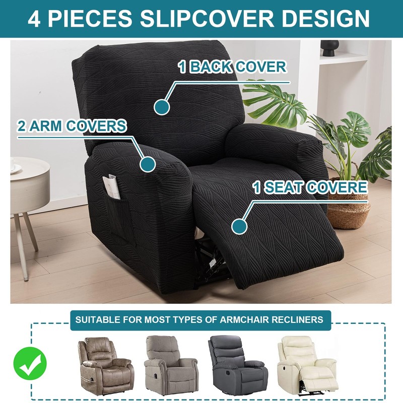 Recliner Chair Covers 4-Piece Lazy Boy Recliner Slipcovers, T20