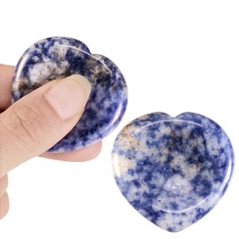Nupuyai Blue Dot Stone Heart Thumb Worry Stone, Healing Crystal Pocket Palm Stone for Anxiety Stress Relief Reiki Therapy