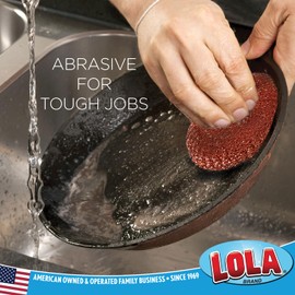 Lola Products Copper Mesh Scourer | Heavy Duty Cleaning Pads For Tough Jobs | Copper Coated Knitted Flat Wire Mesh | Odor Free & Rust Proof | 100% Recyclable | Cleans Caked-On Baked-On Messes | 2 Pack