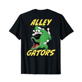 Alley Gators Bowling Team Backside Print Alligator Design T-Shirt