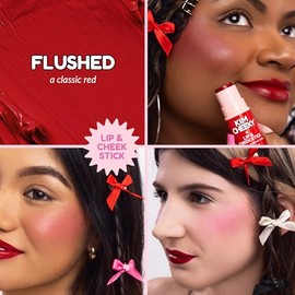 KimChi Chic Beauty Kim Cheeky Tono Flushed - Barra de crema multiusos para mejillas y labios, hidratante, rubor y tinta de labios, infundida con mante