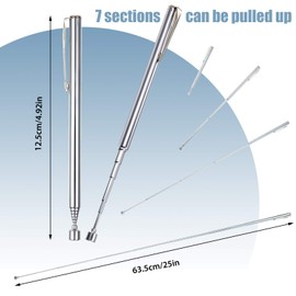 Patelai 16 Pieces Telescoping Magnetic Pick up Tool Grabbers Reacher Tools with Pocket Clip 25 Inch Telescopic Retrieving Magnet Gift for Man, Father, Mechanic, Handyman, Husband (Silver)