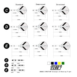 CUESOUL TERO+ AK7P Dart Shafts, Double Direction Telescopic and Rotating Dart Flights System