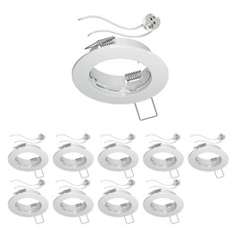 ledscom.de 10 Pieces Ceiling mounting Frame Fere, Round, White Glossy (LED/Halogen/MR16/50mm) incl. GU5.3 Socket