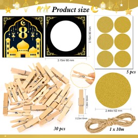 HOWAF 30pcs Eid Mubarak Advent Calendar Countdown DIY Scratch Off Cards & Stickers with Clips, Happy Eid Make Yourself Scratch Cards for Family Friends Kids, Happy Eid Countdown Gift Cards